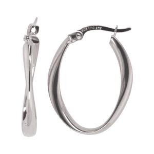 <p>9ct White Gold and Silver Bonded Twist Hoop Earrings</p>